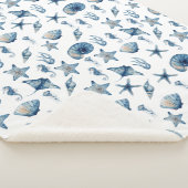 海模様の下の水色 シェルパブランケット (3/4)