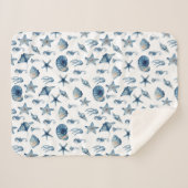 海模様の下の水色 シェルパブランケット (正面(横))