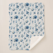 海模様の下の水色 シェルパブランケット (正面)