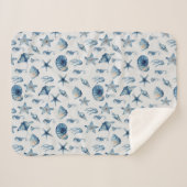 海模様の下の水色 シェルパブランケット (正面(横))