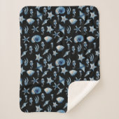 海模様の下の水色 シェルパブランケット (正面)