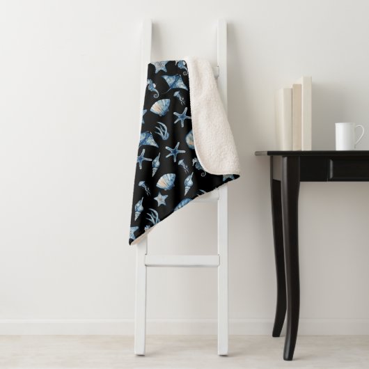 海模様の下の水色 シェルパブランケット (インサイチュ)