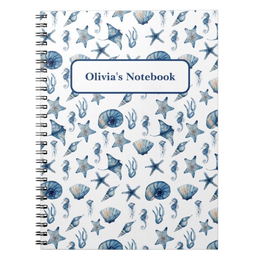 海模様の下の水色 ノートブック (正面)