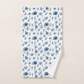 海模様の下の水色 バスタオルセット (ハンドタオル)