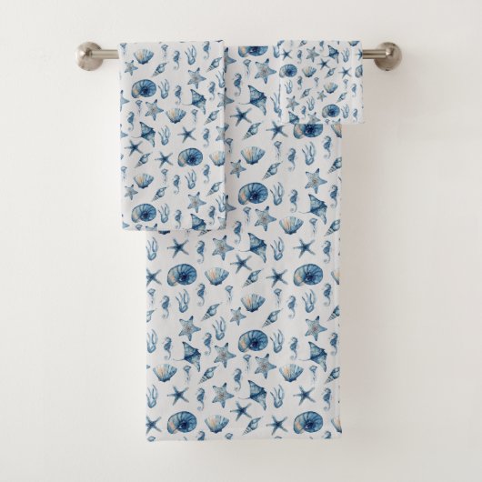 海模様の下の水色 バスタオルセット (インサイチュ)