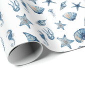 海模様の下の水色 ラッピングペーパー (ロールコーナー)