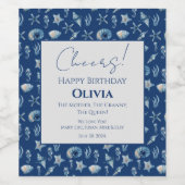 海模様の下の水色 ワインラベル (シングルラベル)