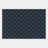 海模様ダークブルーのギフトの下のスキューバダイバー ラッピングペーパーシート (正面)