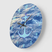 海水のいかりの青 ラージ壁時計 (傾斜)