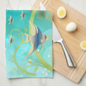 海水のデザインの下 キッチンタオル (四つ折り)