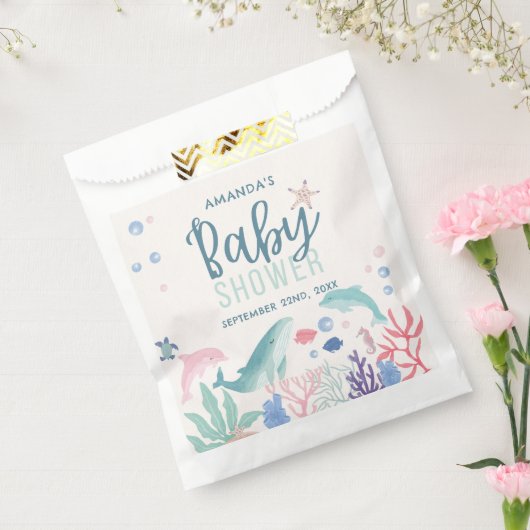 海水の色の海の赤ちゃんシャワー フェイバーバッグ (封をした状態)