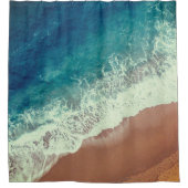 海水ビーチ砂シーサイドショアブルーブラウン シャワーカーテン (正面)