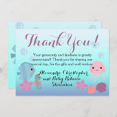 海水中の海獣の赤ちゃんシャワー サンキューカード (正面/裏面)