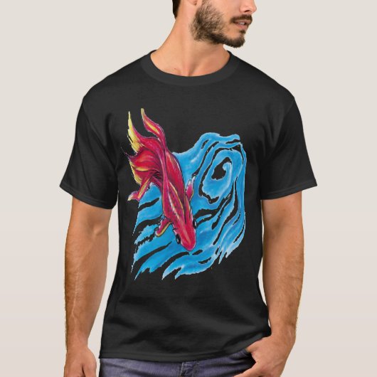 海水中の魚。 Tシャツ (正面)