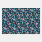 海水中ウミガメ泳ぐ海藻 ラッピングペーパーシート (正面3)