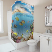 海水中コーラルリーフ熱帯魚 シャワーカーテン (インサイチュ)
