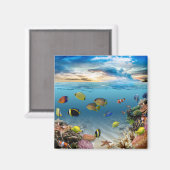海水中コーラルリーフ熱帯魚 マグネット (正面/裏面)