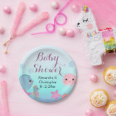 海水中シーアニマルビーチガールベビーシャワー ペーパープレート (パーティー)