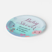 海水中シーアニマルビーチガールベビーシャワー ペーパープレート (アングル)