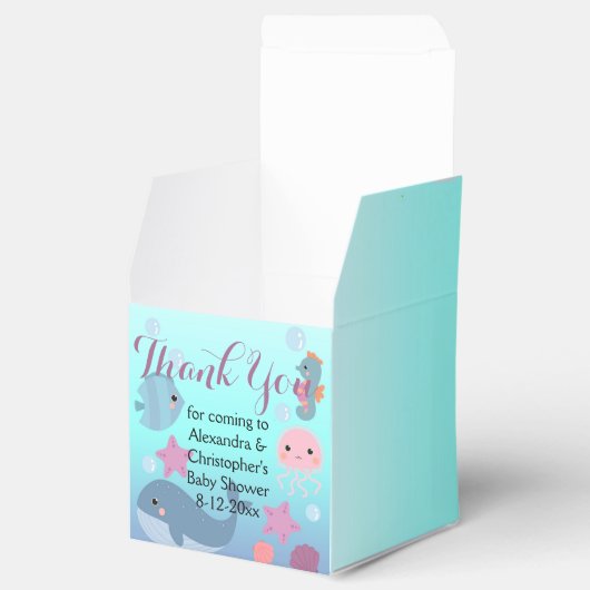 海水中海洋動物の赤ちゃんシャワーありがとう フェイバーボックス (オープン)