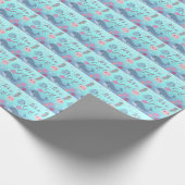 海水中海獣の赤ちゃんシャワーその女の子 ラッピングペーパー (角)