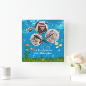 海水中競技パーソナライズされた3枚写真  スクエア壁時計 (ホーム)