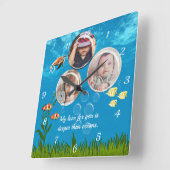 海水中競技パーソナライズされた3枚写真  スクエア壁時計 (傾斜)