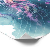 海水彩クラゲミニマルアートポスター ポスター (角)