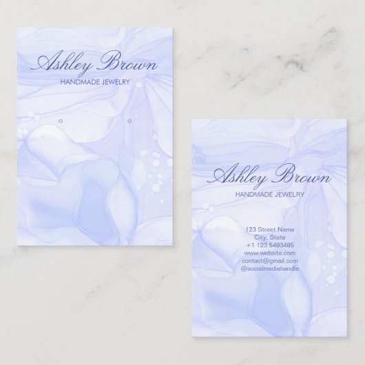 海水彩手作りジュエリーイヤリングディスプレイ 名刺 (正面/裏面)