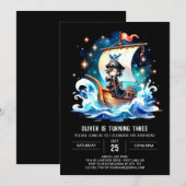 海水彩海賊版誕生日 招待状 (正面/裏面)