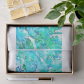 海水波の水彩画はdecoupageを緑化します 薄葉紙 (ギフト)