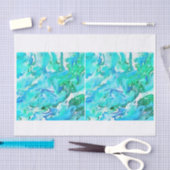 海水波の水彩画はdecoupageを緑化します 薄葉紙 (クラフト)