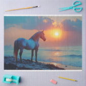 海水浴のデコパージュで夕日を見る馬 薄葉紙 (クラフト)