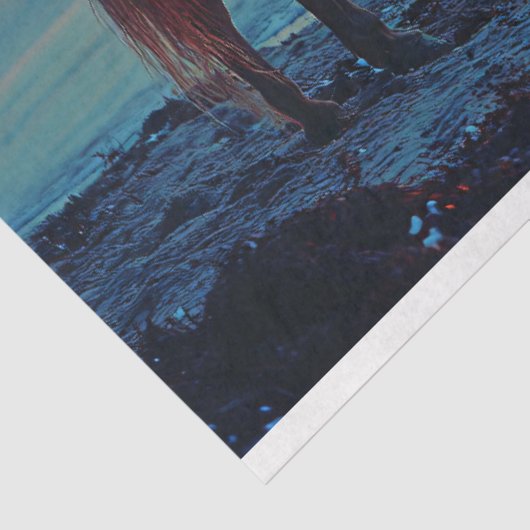 海水浴のデコパージュで夕日を見る馬 薄葉紙 (詳細)