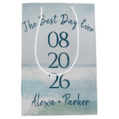 海水結婚色の日付 ミディアムペーパーバッグ (正面)