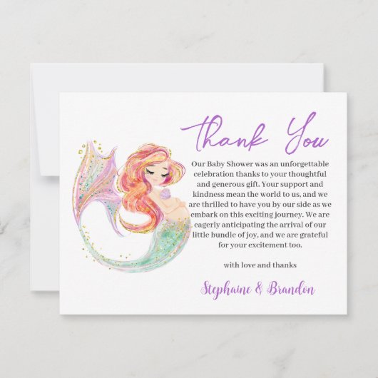 海水色の人魚の母親になる サンキューカード (正面)