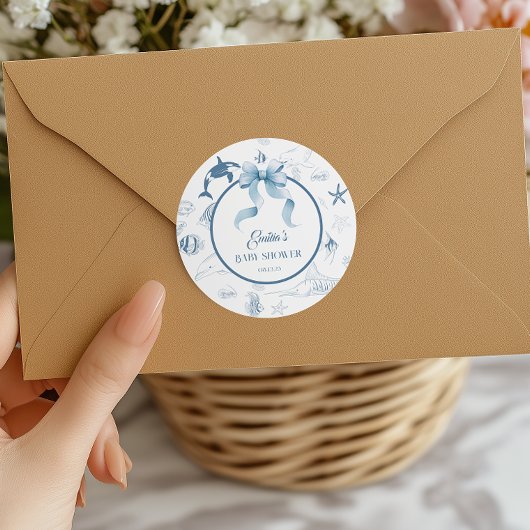 海水色バブル赤ちゃんシャワー ラウンドシール