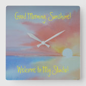 海水色時計 スクエア壁時計 (正面)