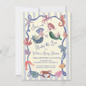 海沿いの手の下に描かれた人魚 招待状 (正面)