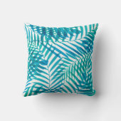 海沿いの青い緑と白いヤシの葉 クッション (裏面)