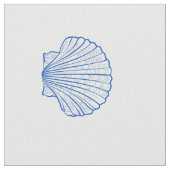 海沿いの青と白のホタテ貝 ファブリック (クローズアップ)