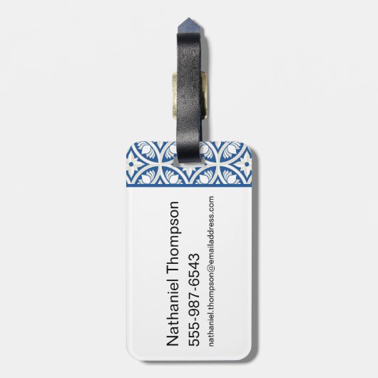 海沿い蓮のタイルのパターン – 白い蓮 ラゲッジタグ (裏面縦)