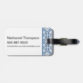 海沿い蓮のタイルのパターン – 白い蓮 ラゲッジタグ (裏面横)