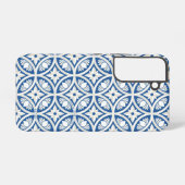 海沿い蓮のタイルのパターン – 白い蓮 SAMSUNG GALAXYケース (裏面横)