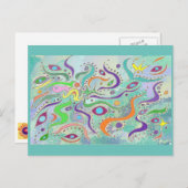 海泡アンダーウォーター・ライフ抽象デザインはがき ポストカード (正面/裏面)