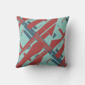 海泡グリーンダークレッド斜め抽象デザイン クッション (裏面)