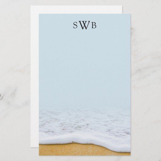 海泡麻理モノグラムの空白の筆記紙 便箋 (正面/裏面)