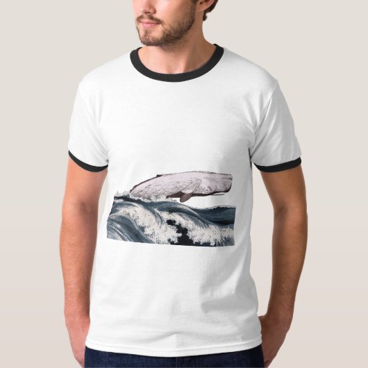 海波から出るマッコウクジラ Tシャツ (正面)