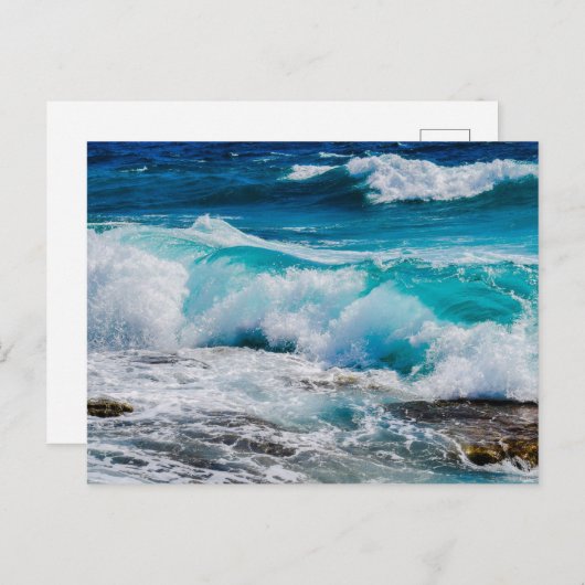 海波がビーチに衝突 ポストカード (正面/裏面)