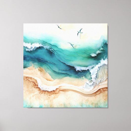 海波が岸に打ち寄せる キャンバスプリント (正面)